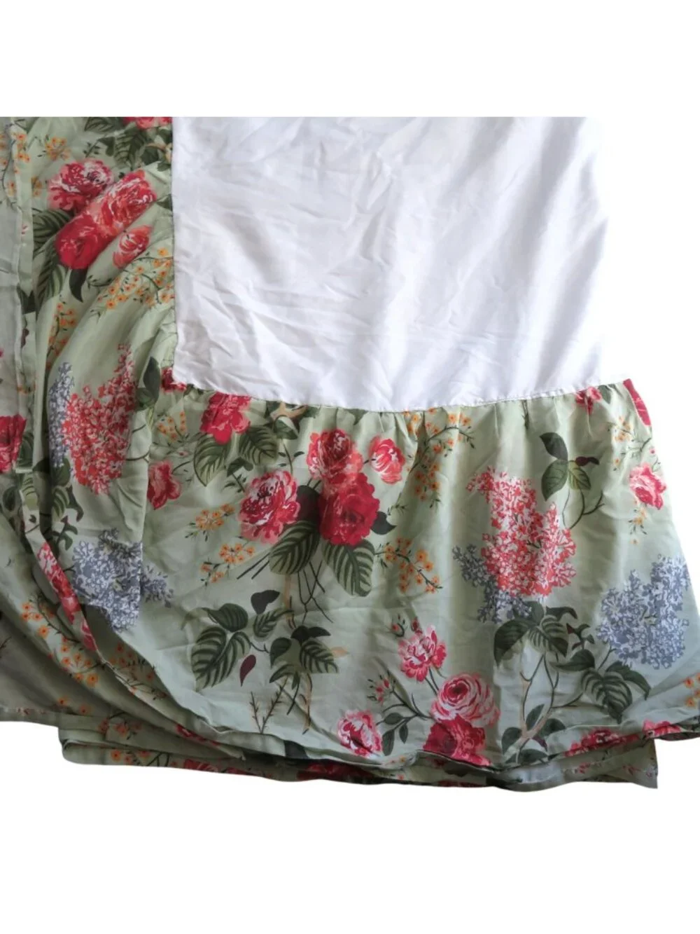 Vintage Floral Queen Size Bed Skirt 14.5